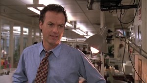 Michael Keaton in Ron Howard's THE PAPER, co-written by David Koepp and screening at UW-Cinematheque Wednesday at 7PM.